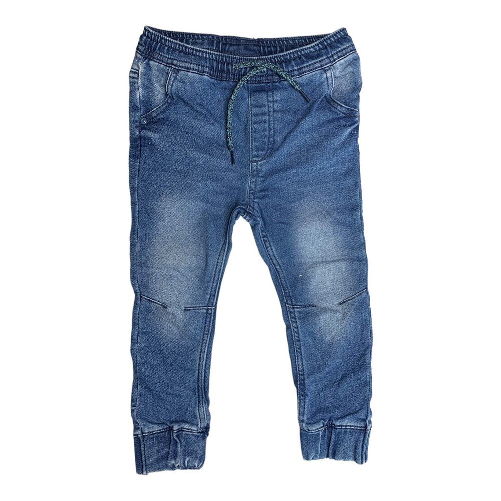Lupilu elastic drawstring waist blue denim jeans jogger cuff size 98 2-3 years